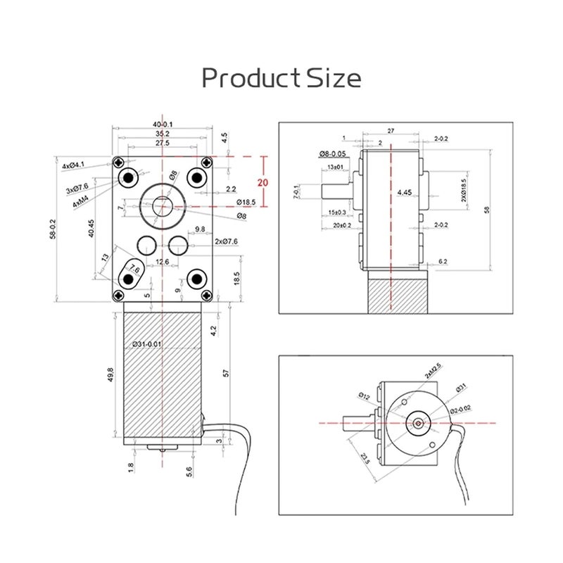 12V 80RPM Worm Gear DC Electronic Starter Adjustable Speed Reverse Self Locking Motor - Image 2